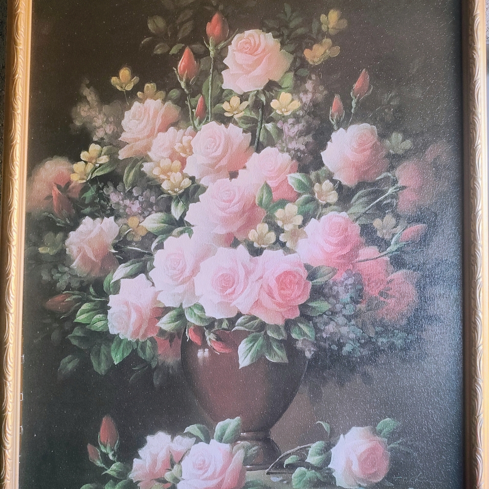 Floral Wall Art with Pink Roses